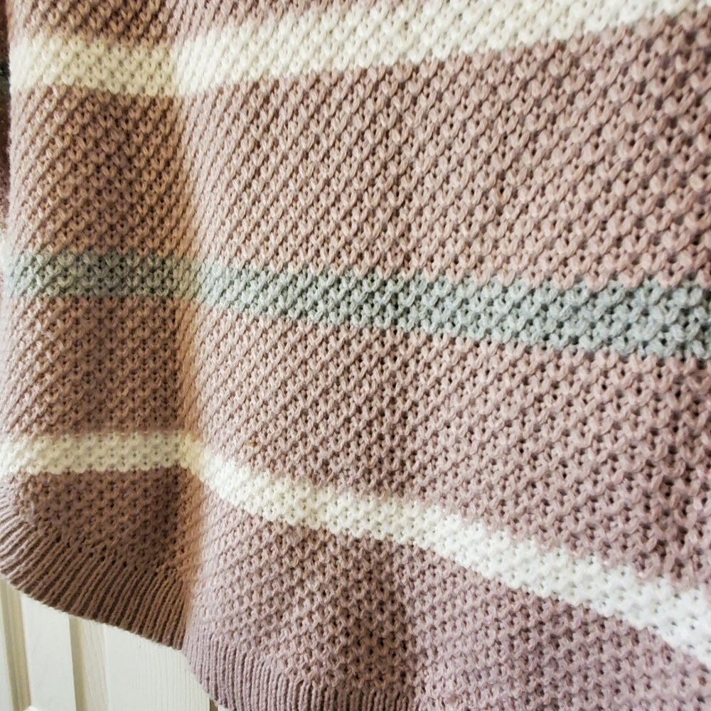 Powder pink striped pullover sweater